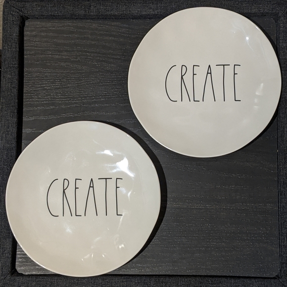 Rae Dunn Create Melamine Plates Set of 2 - Picture 1 of 6